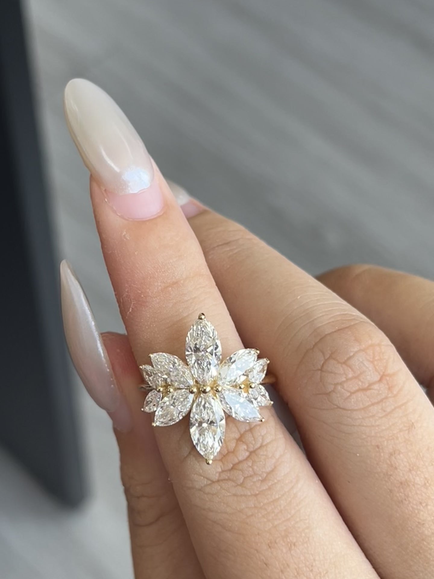 2.202 carat Marquise Lab Diamond in 3.85 grams 14K Yellow Gold ring