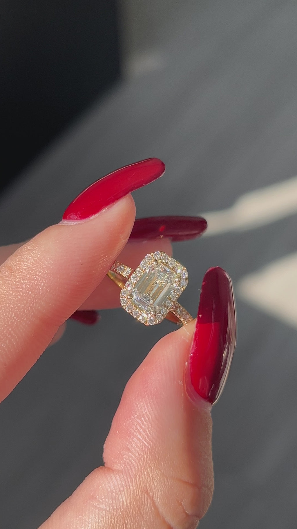 1.09  carat Lab Emerald cut  in  14K YG ring