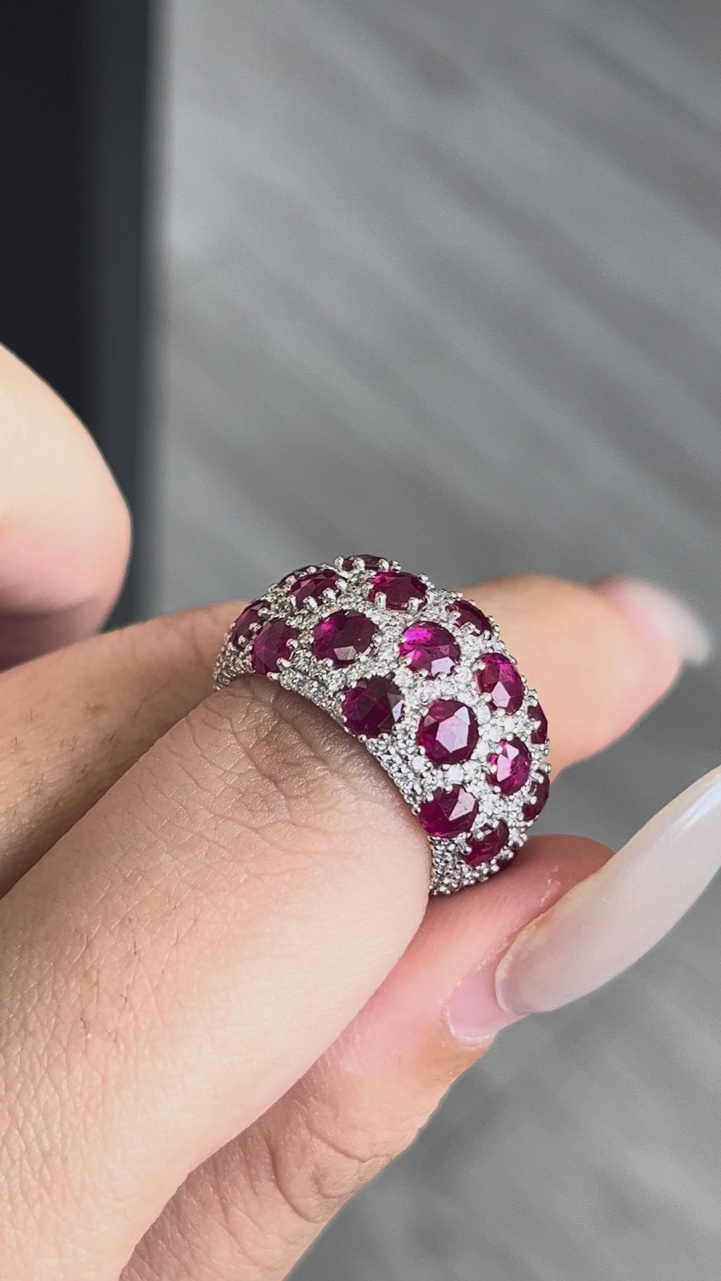3 Carat Lab Ruby in 14K White Gold Ring