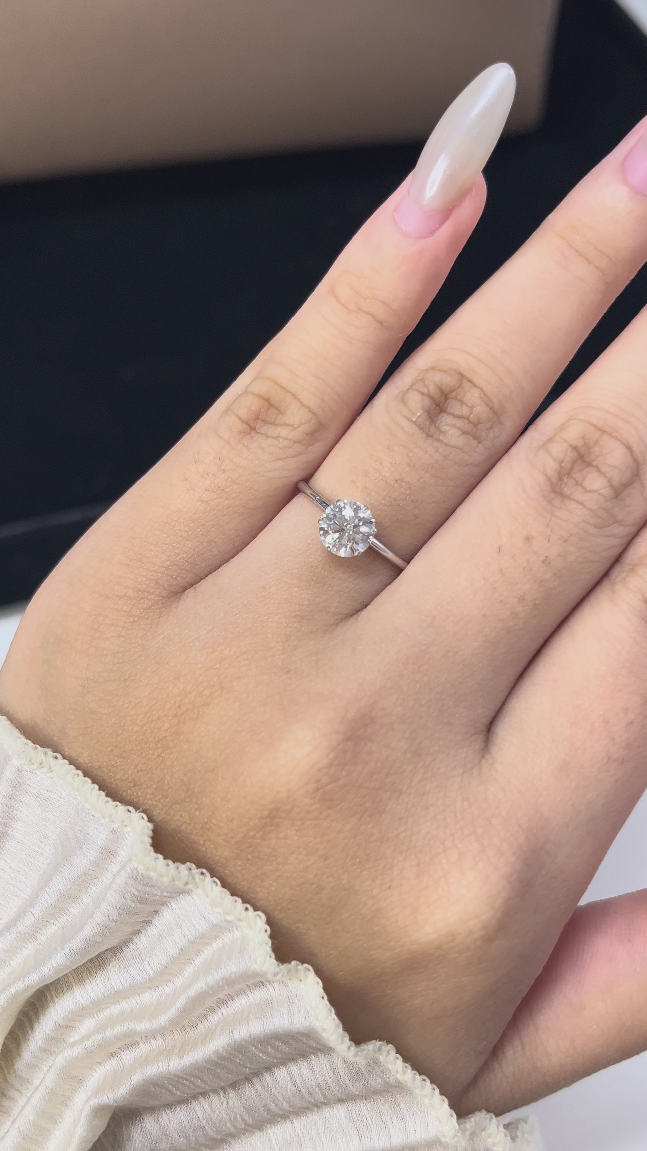 1.01 carat Round Lab Diamond 14K White Gold Solitaire ring