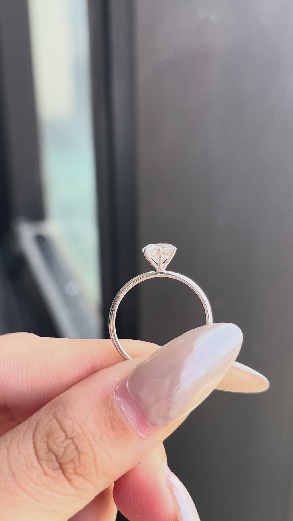 1.01 carat Round Lab Diamond 14K White Gold Solitaire ring