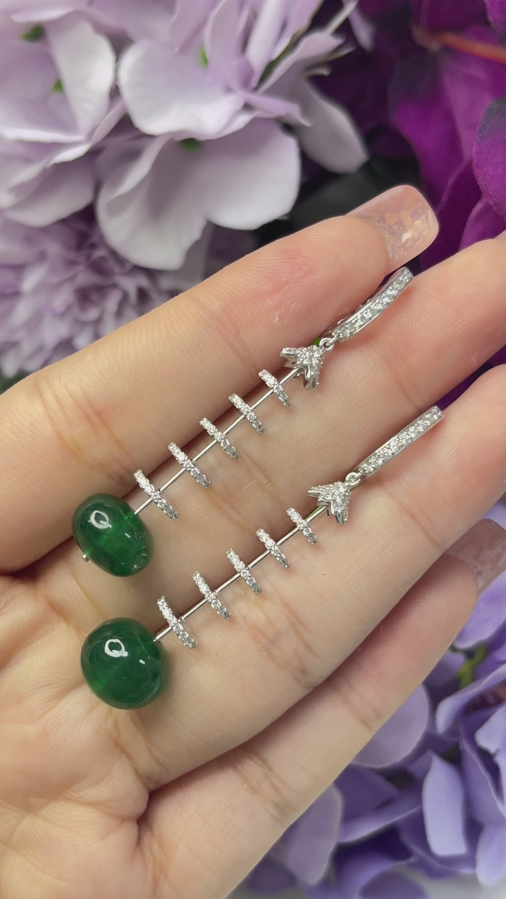 16.52 carat Natural Emerald 18K WG Earrings