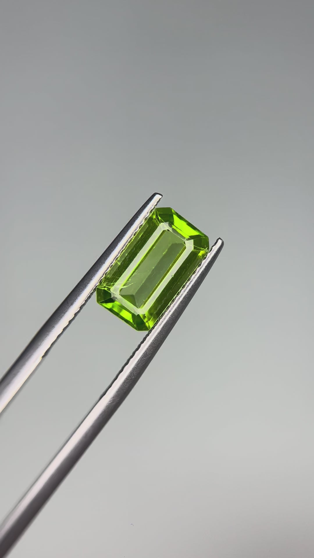 3.05 Carat Loose Gemstone Green Peridot Elongated Emerald shape