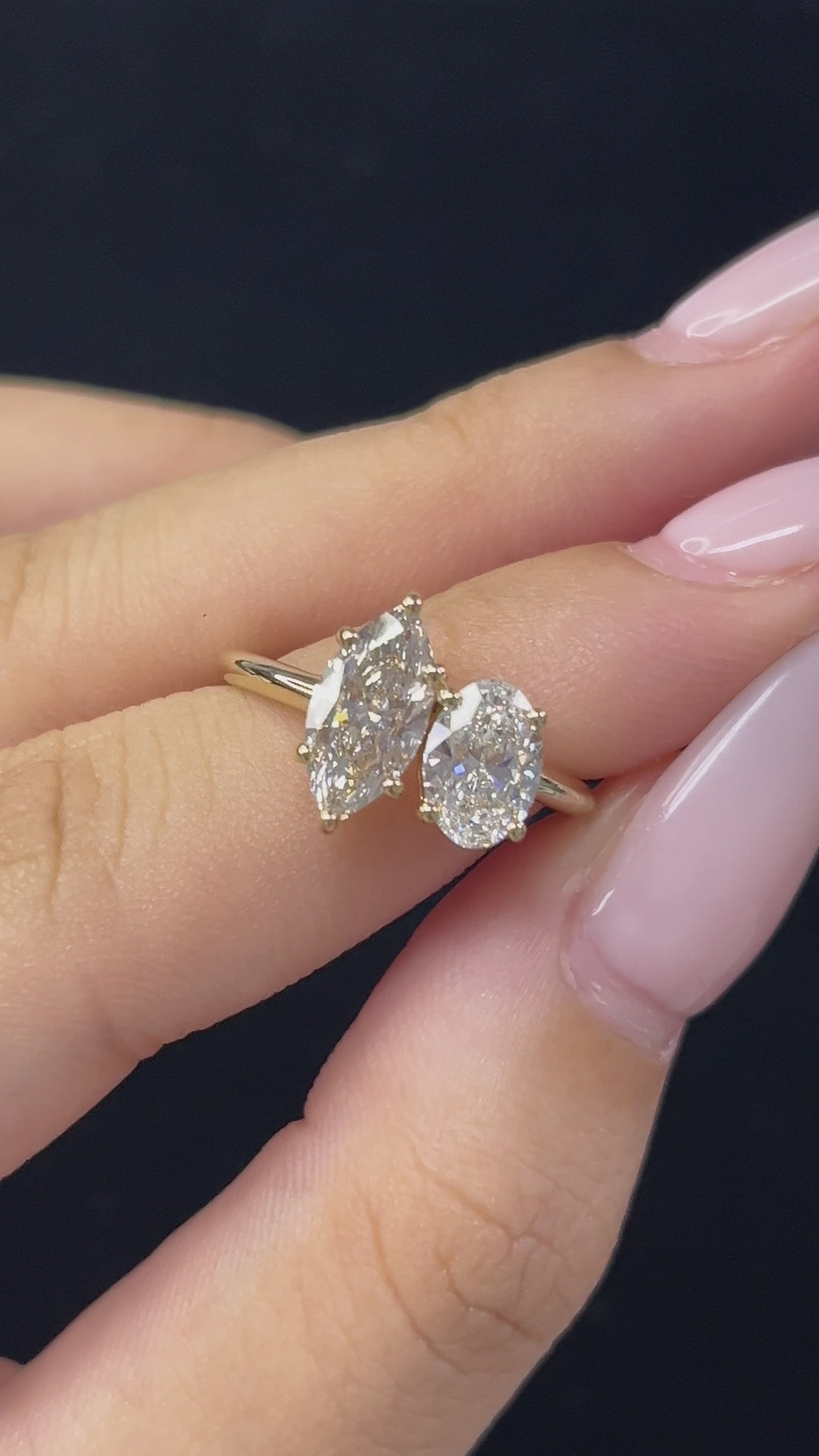 2.06 Carat Lab diamond in 14K White Gold Moi et Toi Ring