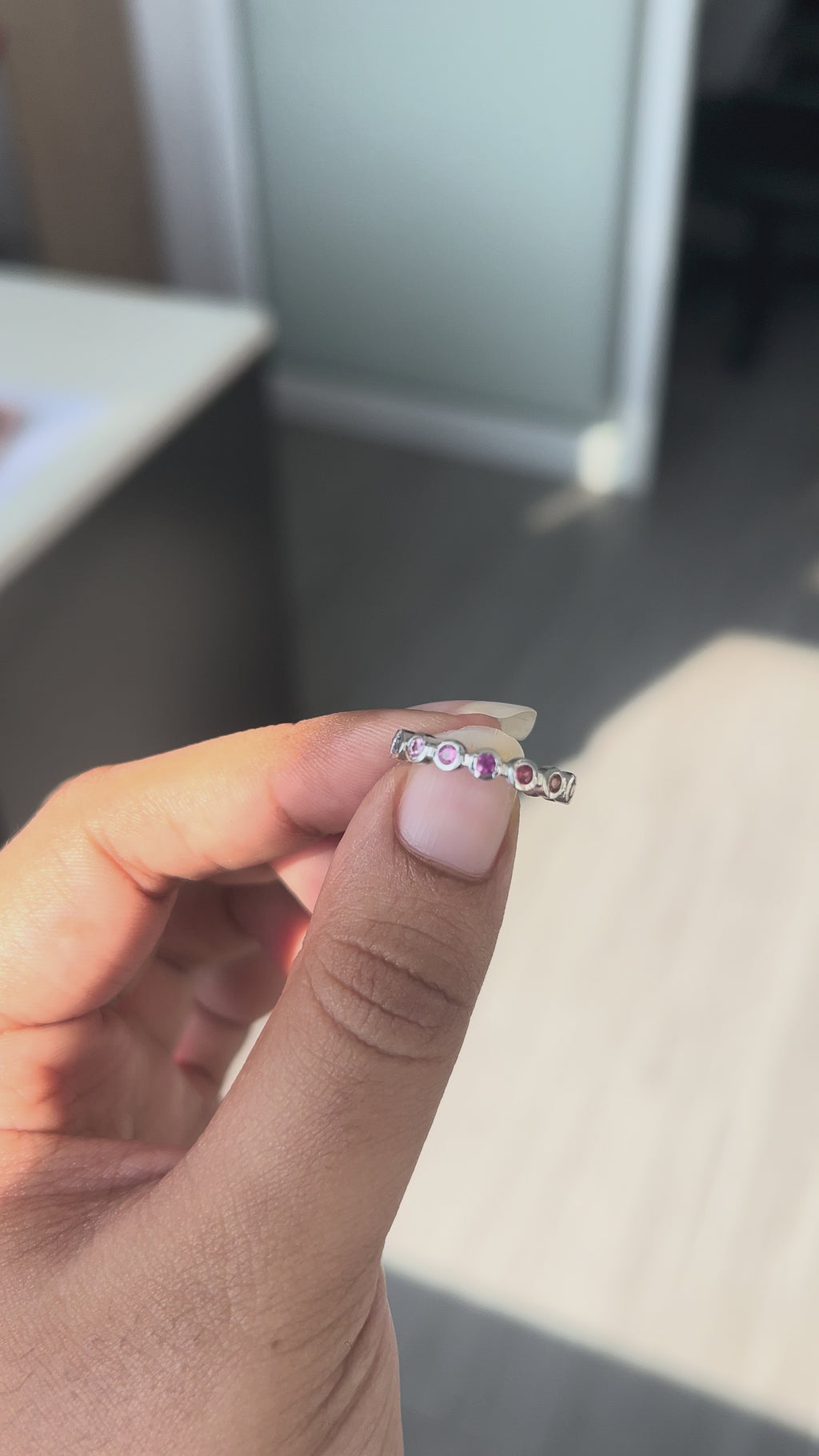 0.5 Carat Natural multi Sapphire  in  18K WG Ring