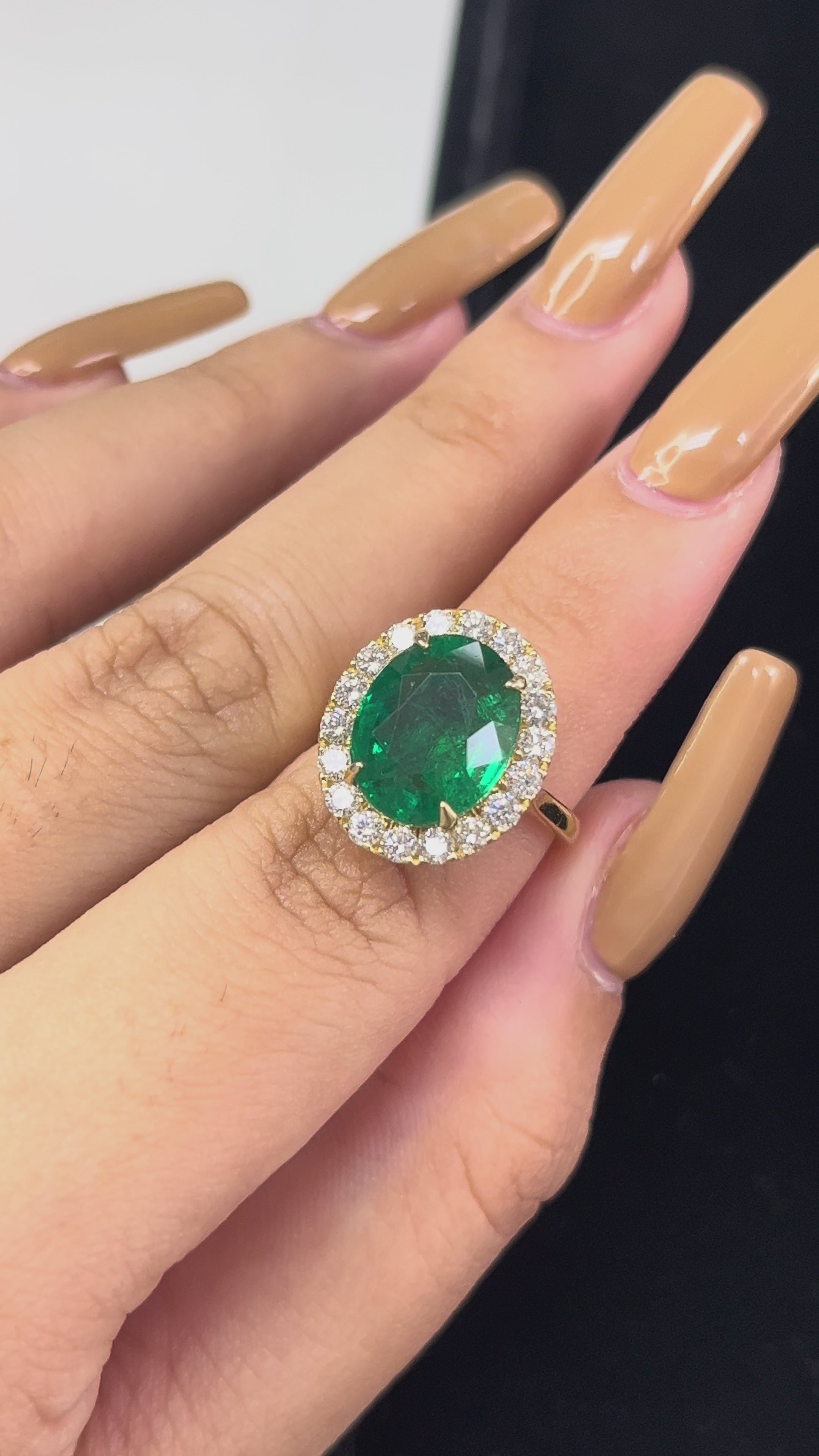 4.57 Carat Zambian Emerald and Diamond Ring in 14K YG