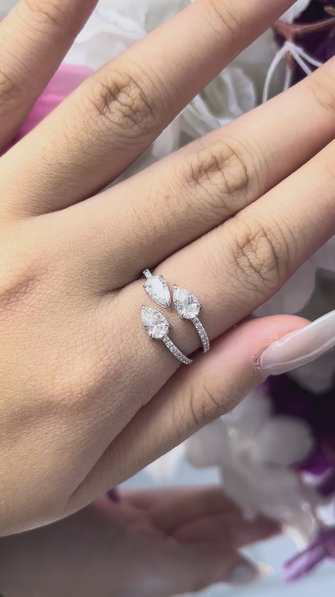 1.37 carat Pear shape Lab Diamond 14K White Gold ring