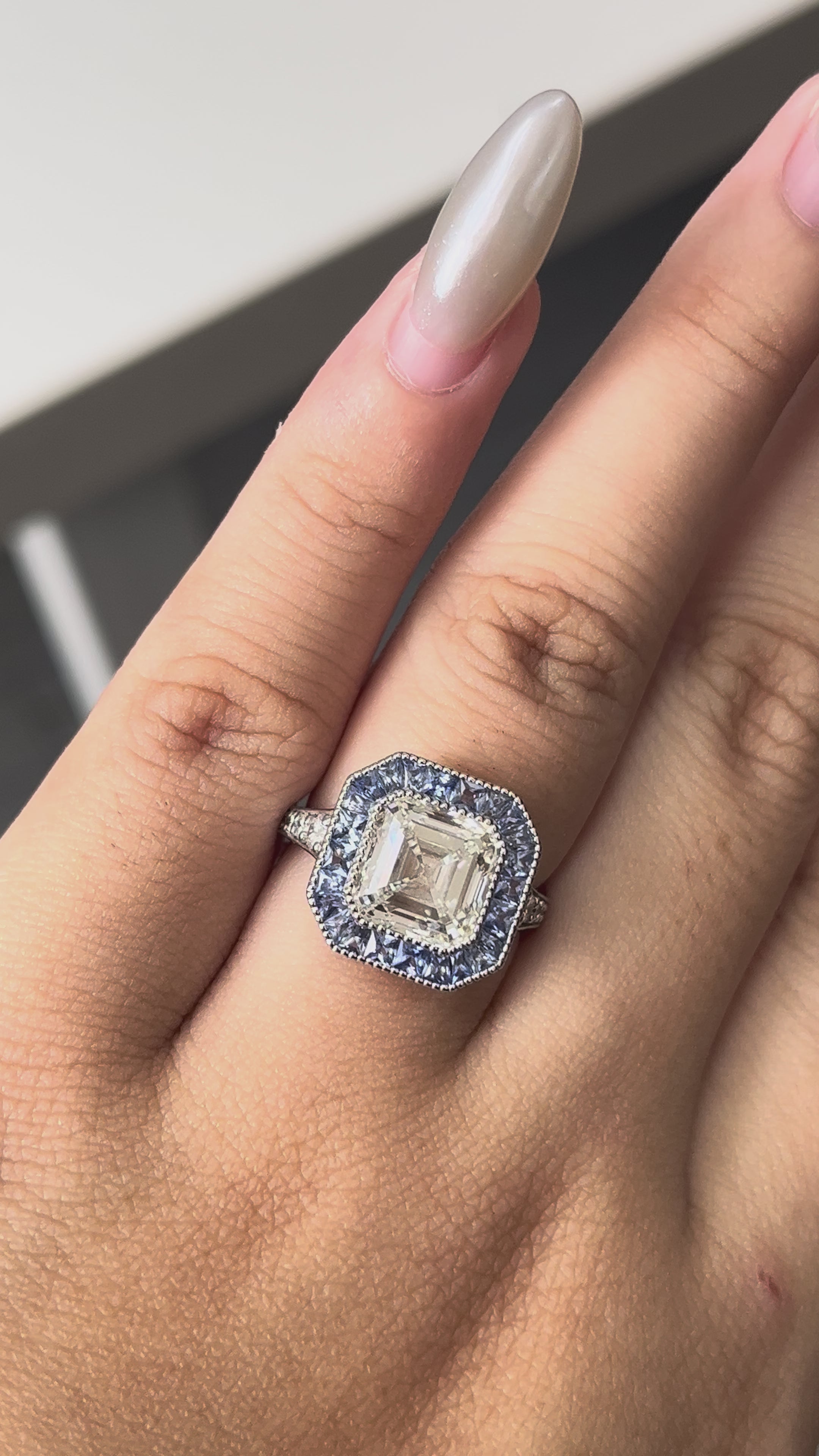 4.01 Carat Lab Asscher Lab Diamond Ring in 14K WG