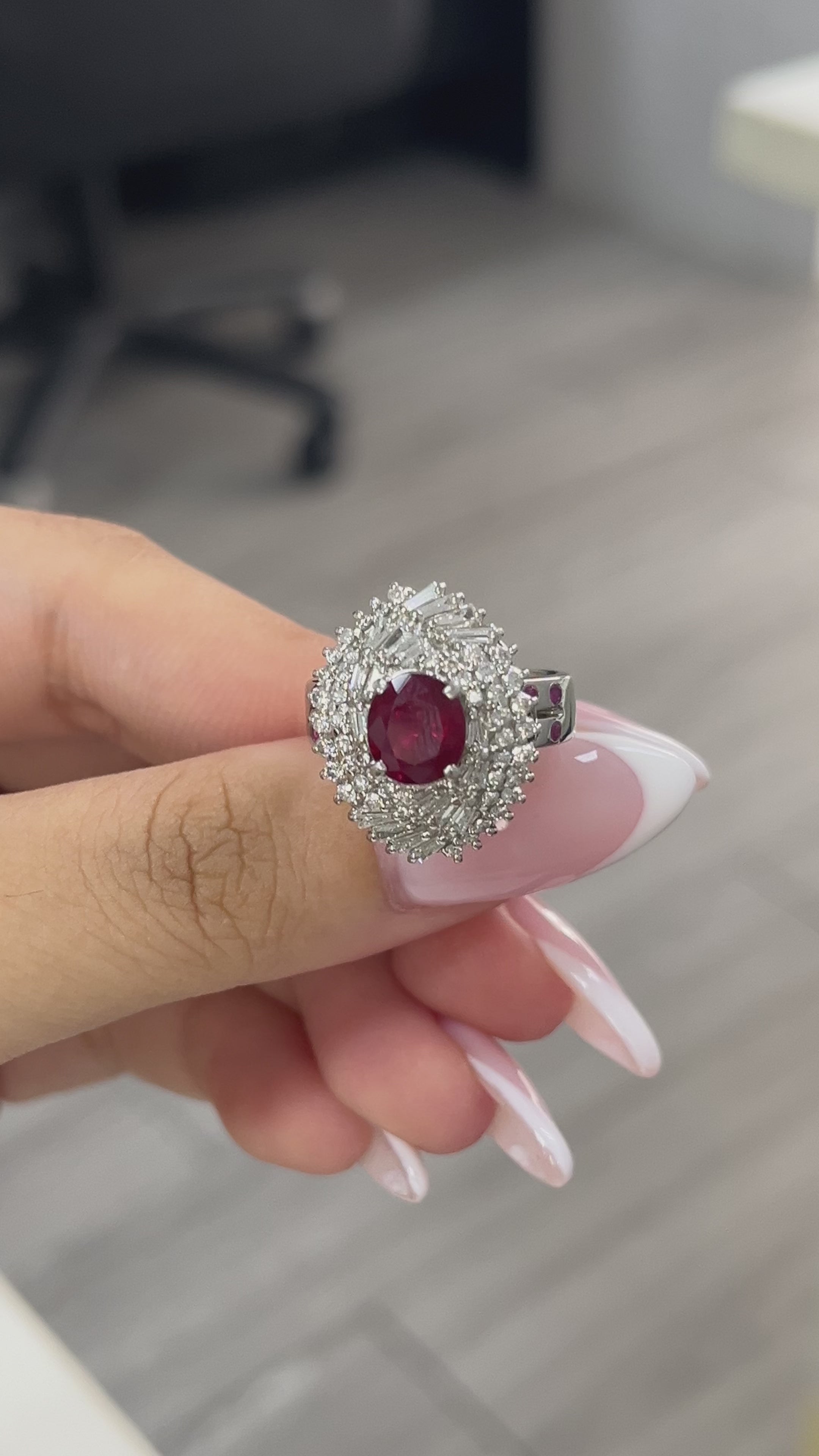 1.74 carat Ruby PT900 Ring