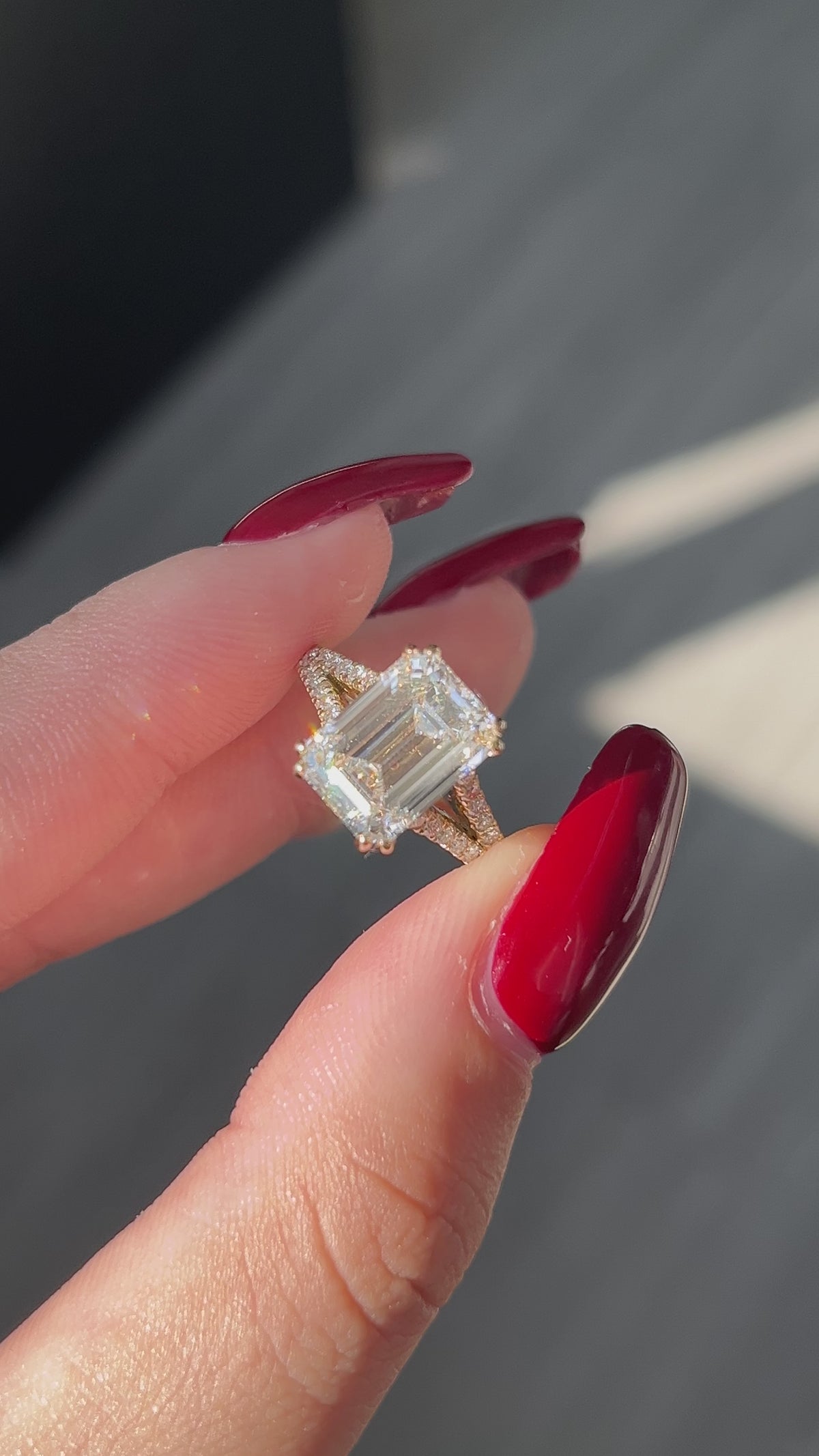4.04 Carat Emerald cut Lab Diamond in   14K YG ring