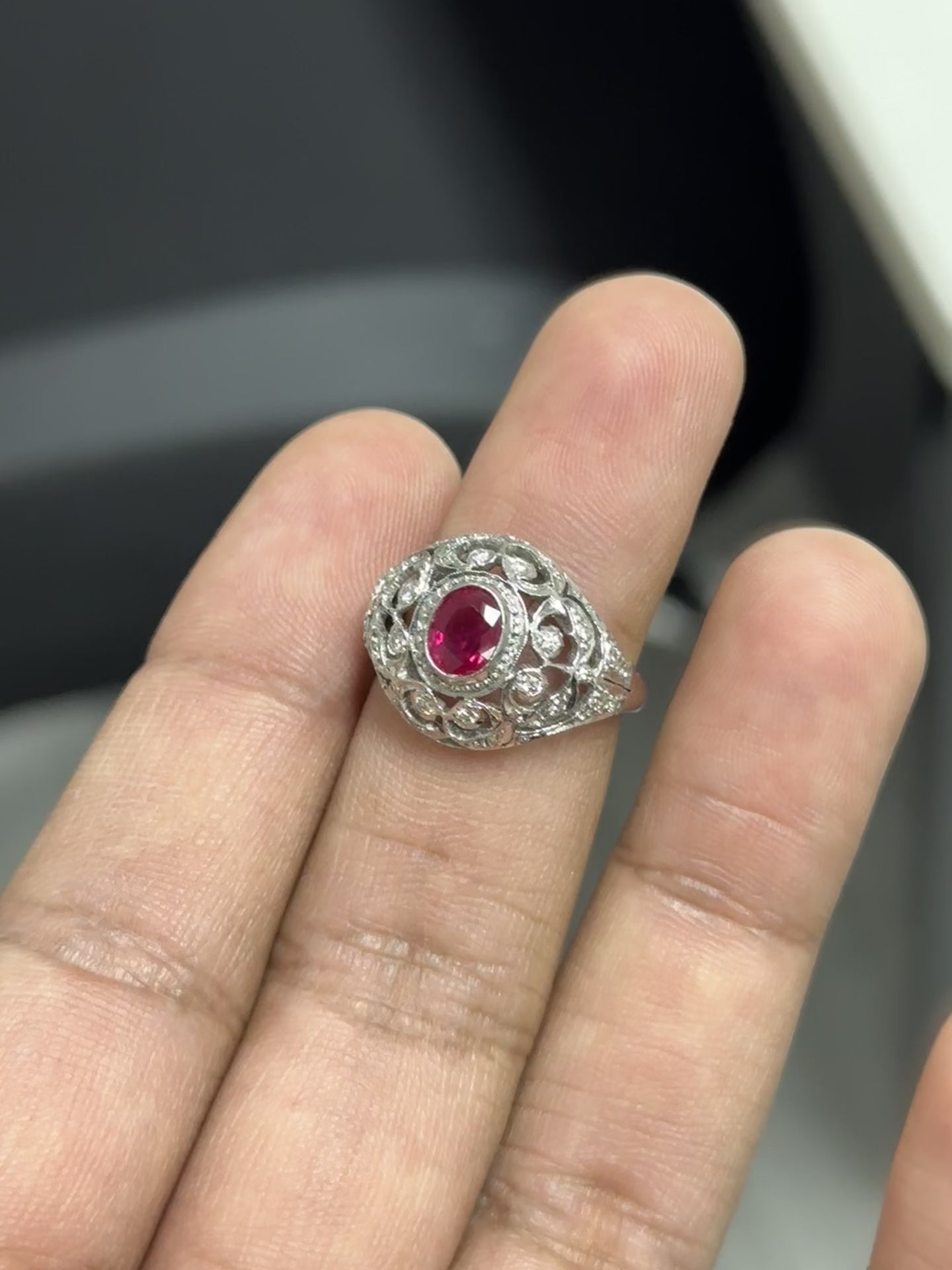 1.20 Carat Ruby Ring in 18K White Gold