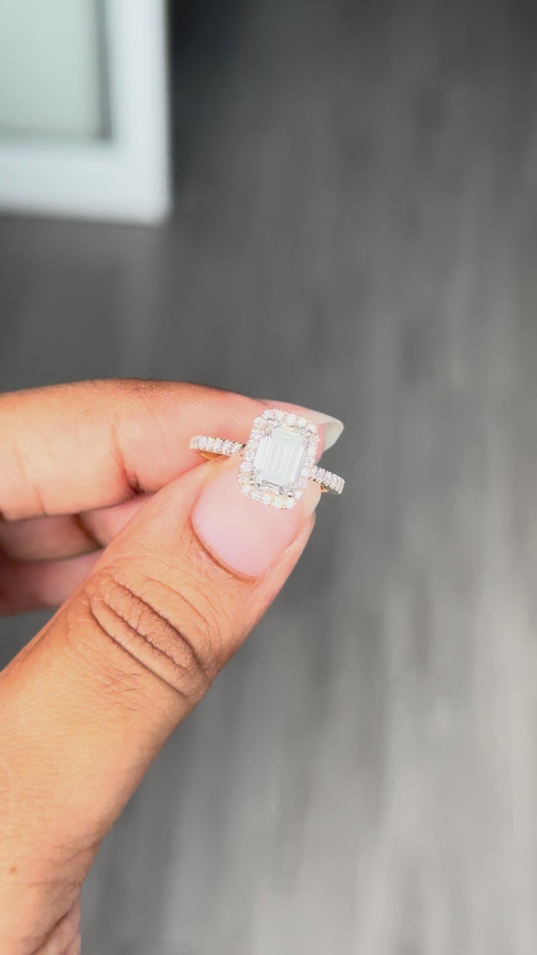 1.32 Carat Lab Emerald cut in  9K YG Ring
