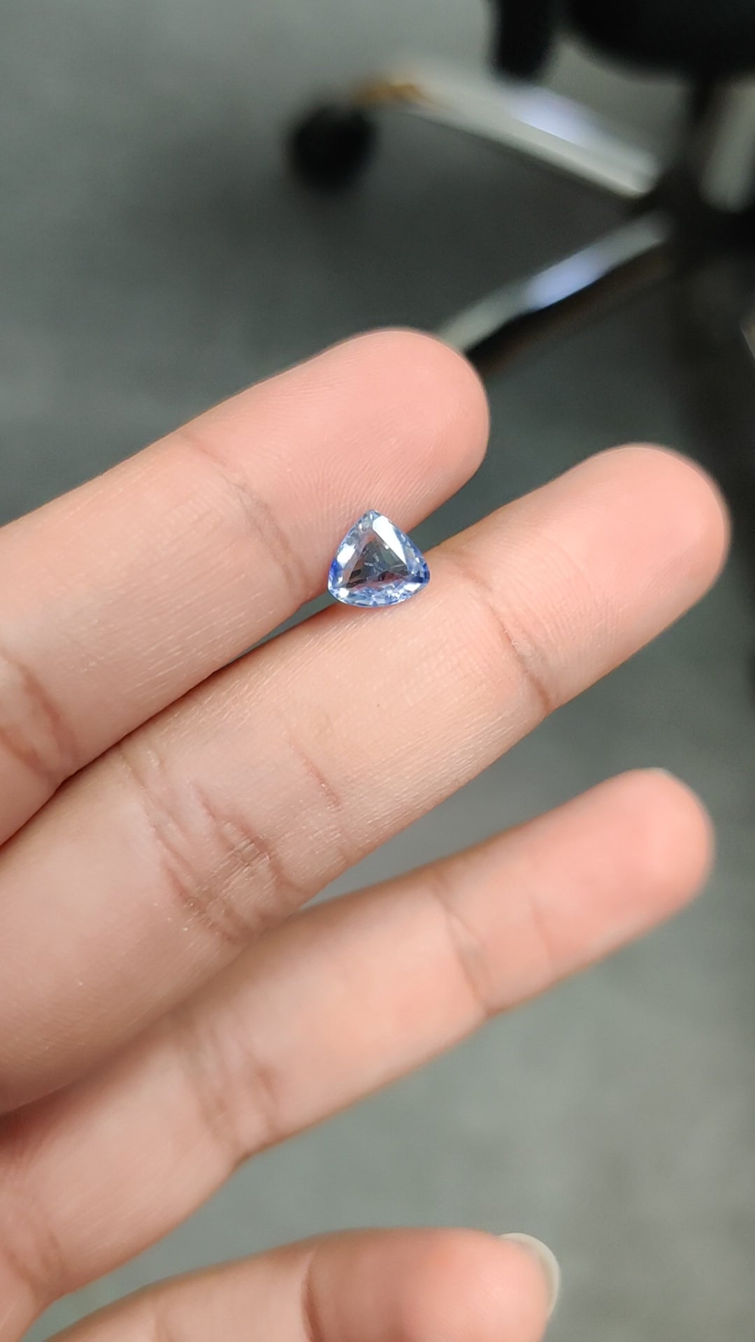 1.71 Carat Trillian cut Sri Lanka  Crystal Blue Heat  Sapphire Loose stone