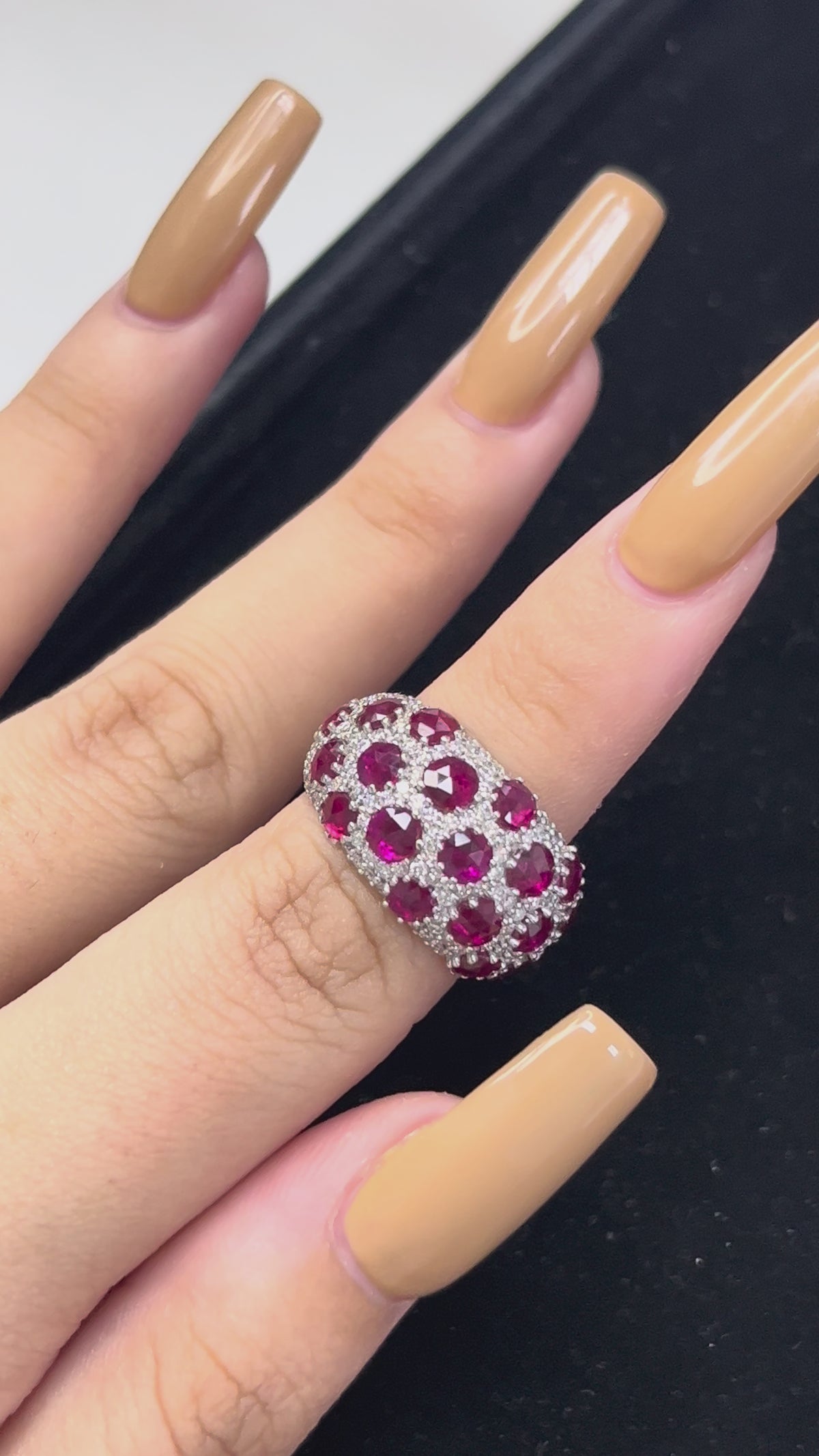 3 Carat Lab Ruby in 14K White Gold Ring