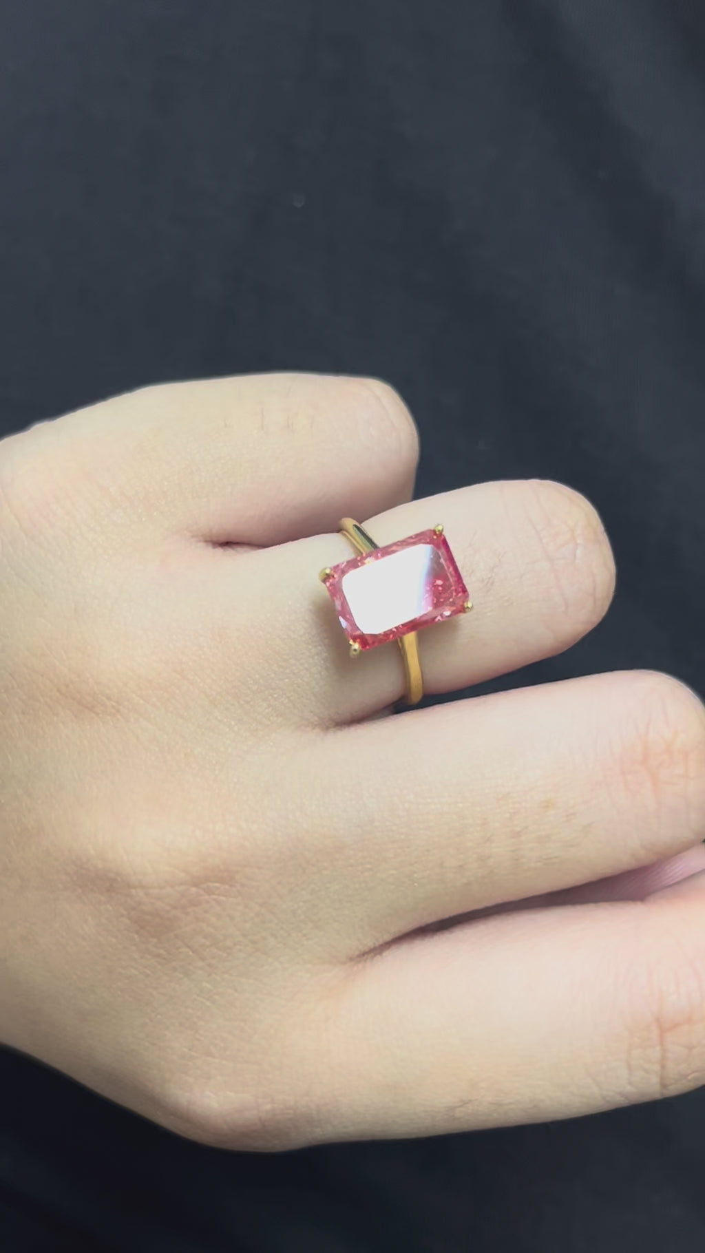 5.16 Carat Lab Diamond Pink 14K Yellow Gold Ring