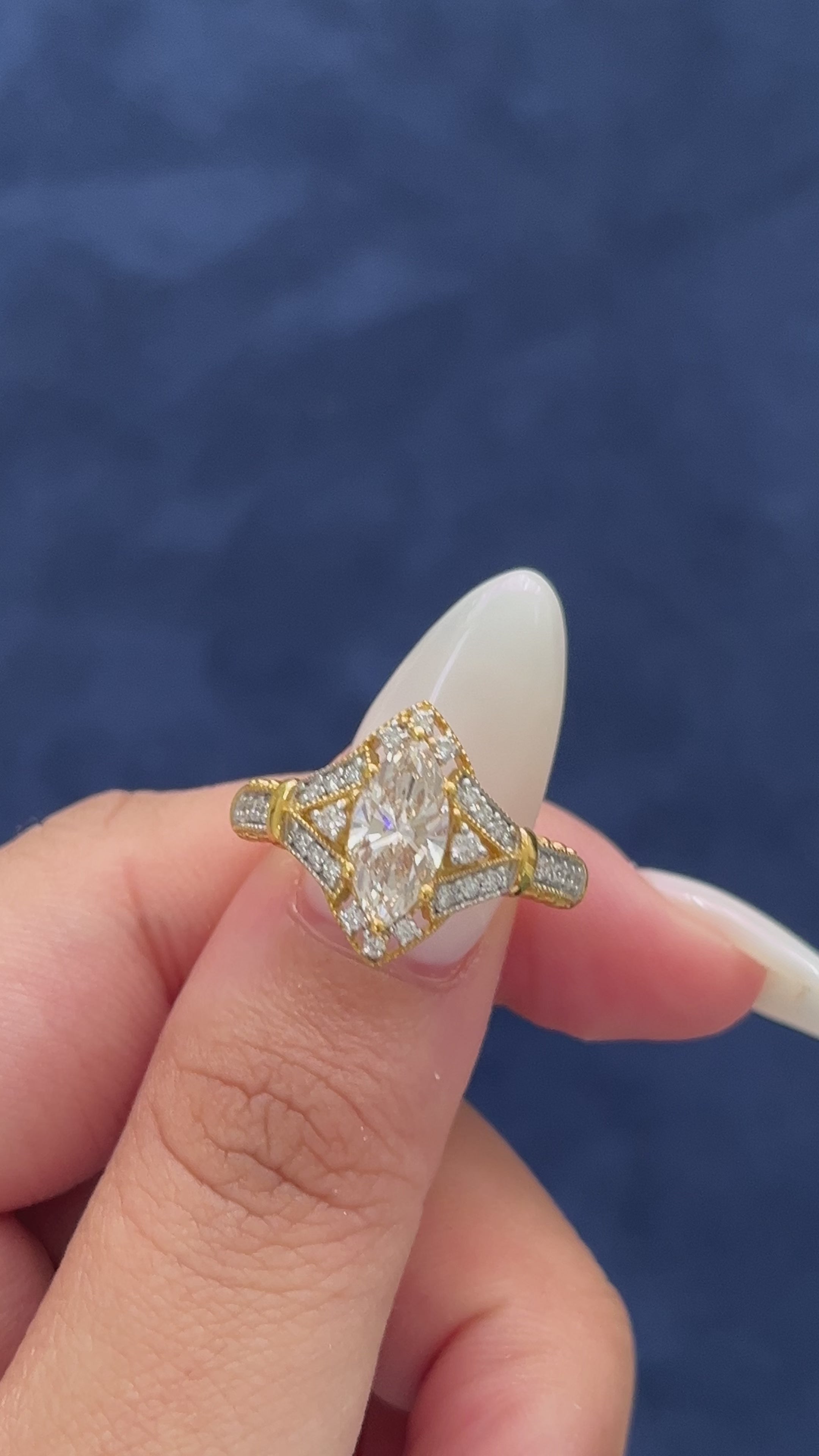 1.08 carat Marquise Lab Diamond in  14K YG ring