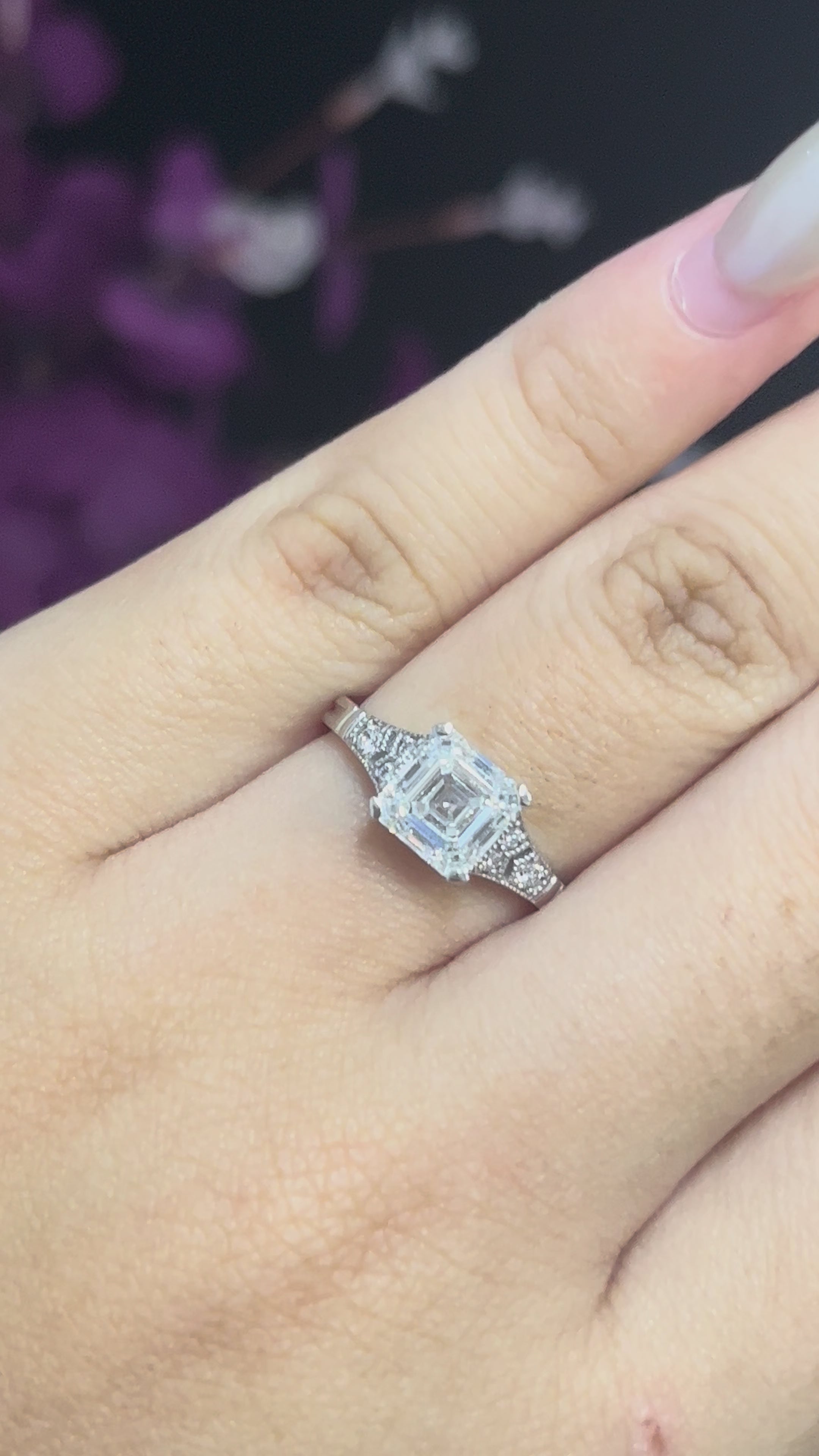 2.02 carat Asscher cut Lab Diamond 14K White Gold ring