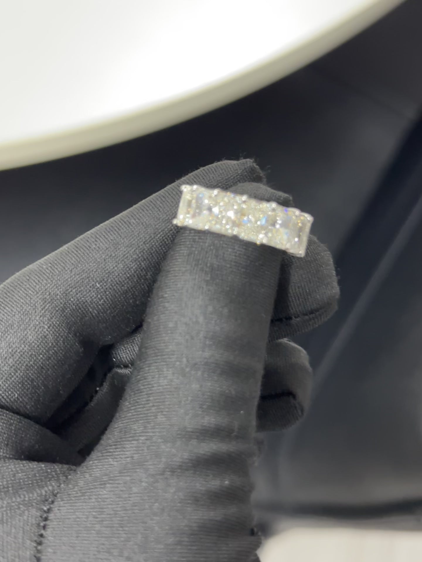 7.04 Carat Radiant Cut Lab Diamond Half-Eternity Band 14K WG