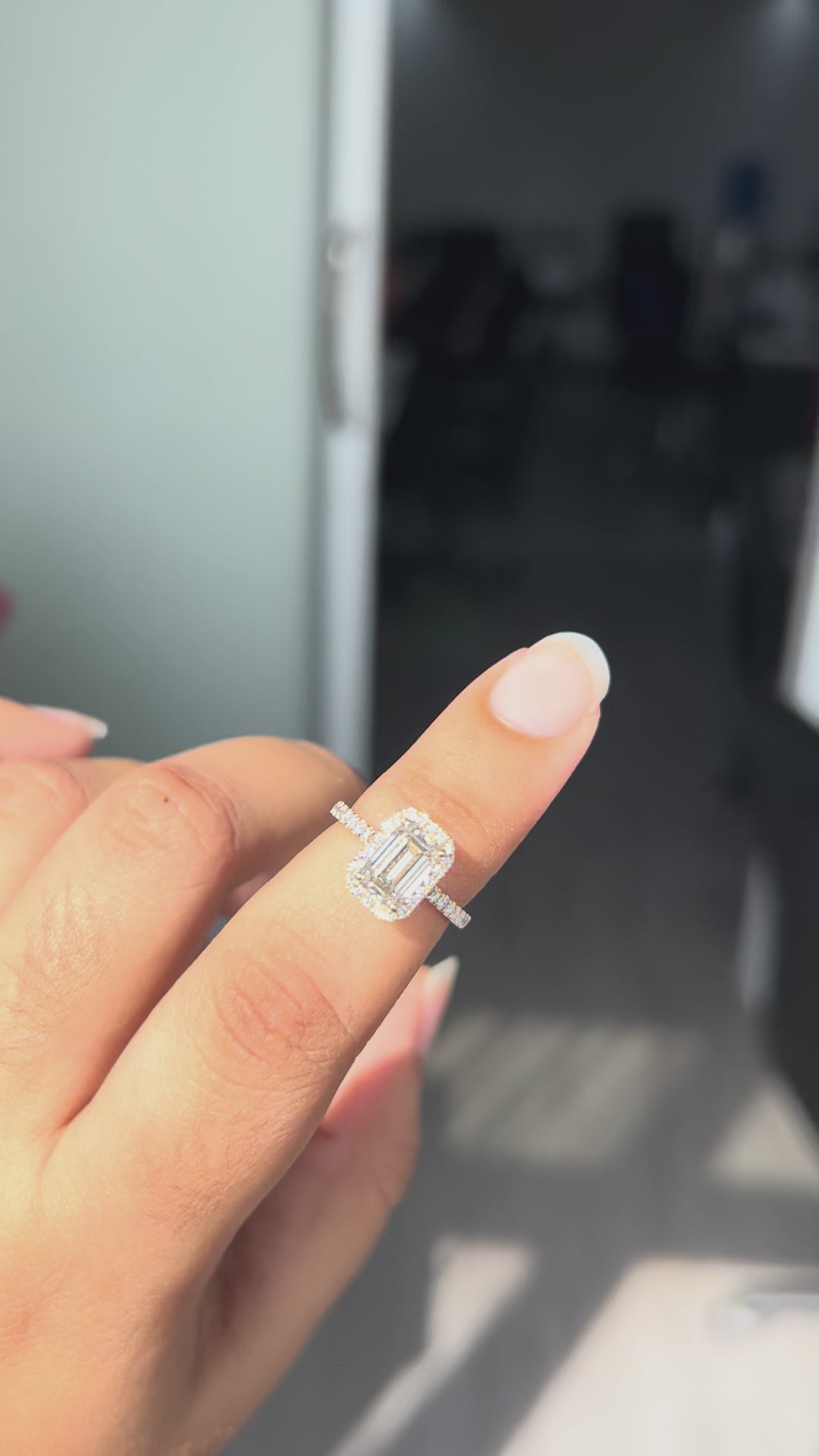 1.32 Carat Lab Emerald cut in  9K YG Ring