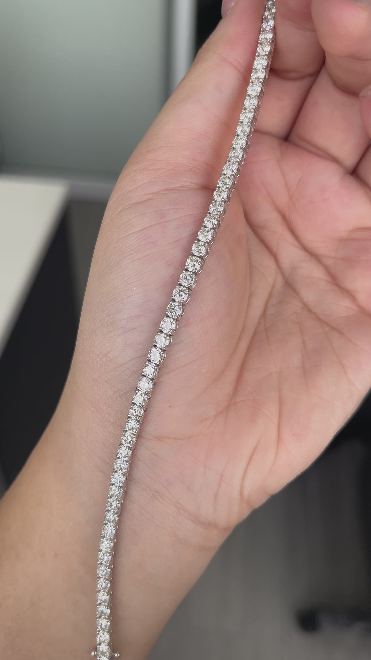 6.87 Carat Diamond in 14K White Gold Tennis Bracelet