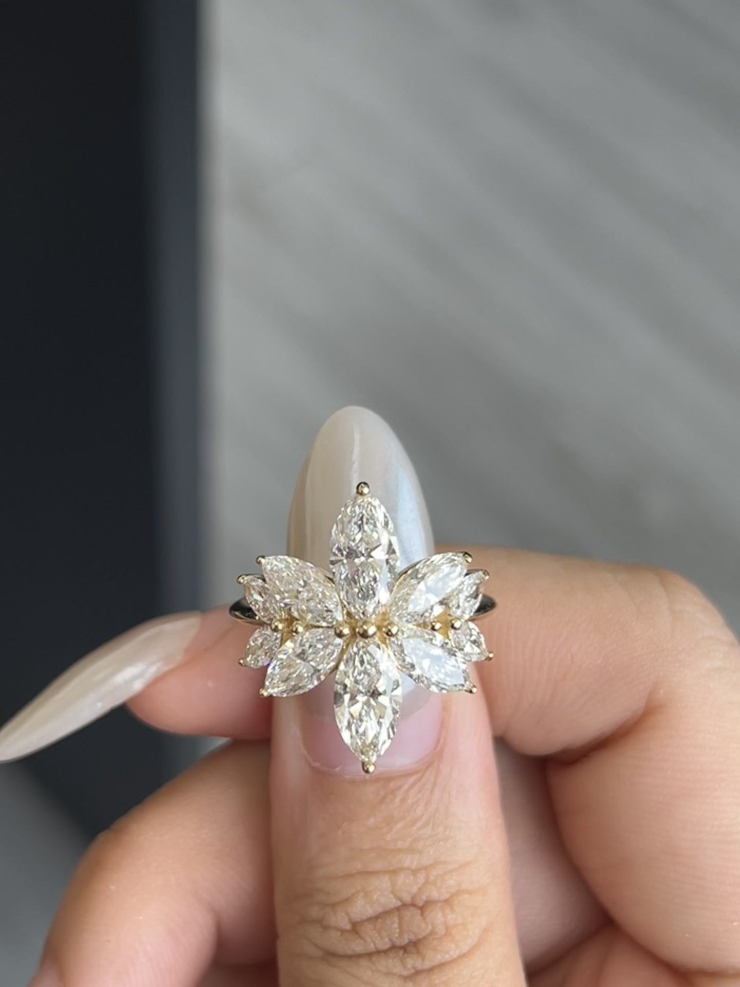 2.202 carat Marquise Lab Diamond in 3.85 grams 14K Yellow Gold ring