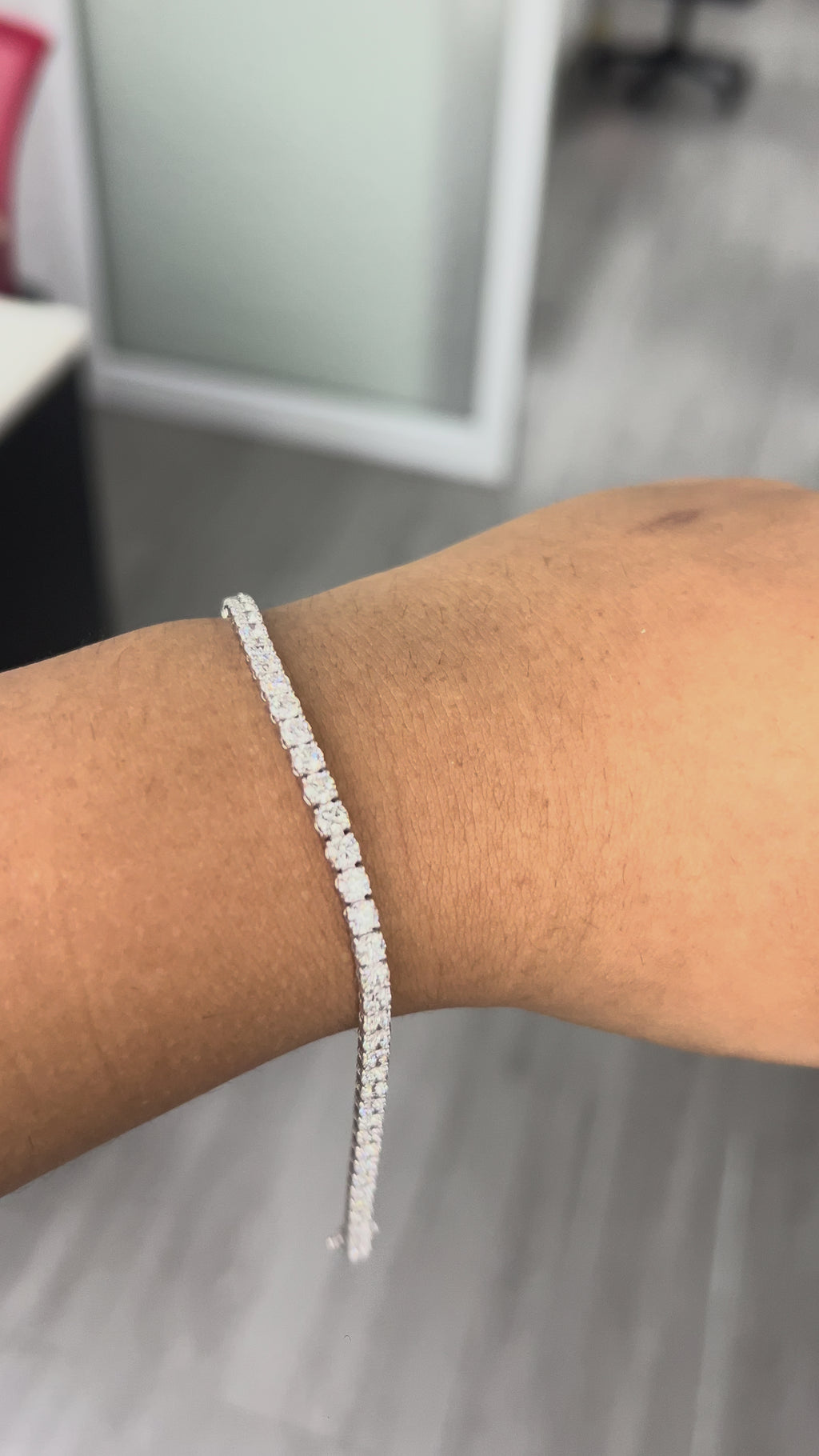 5.08 Carat Round Lab Diamond in 14K WG Bracelet