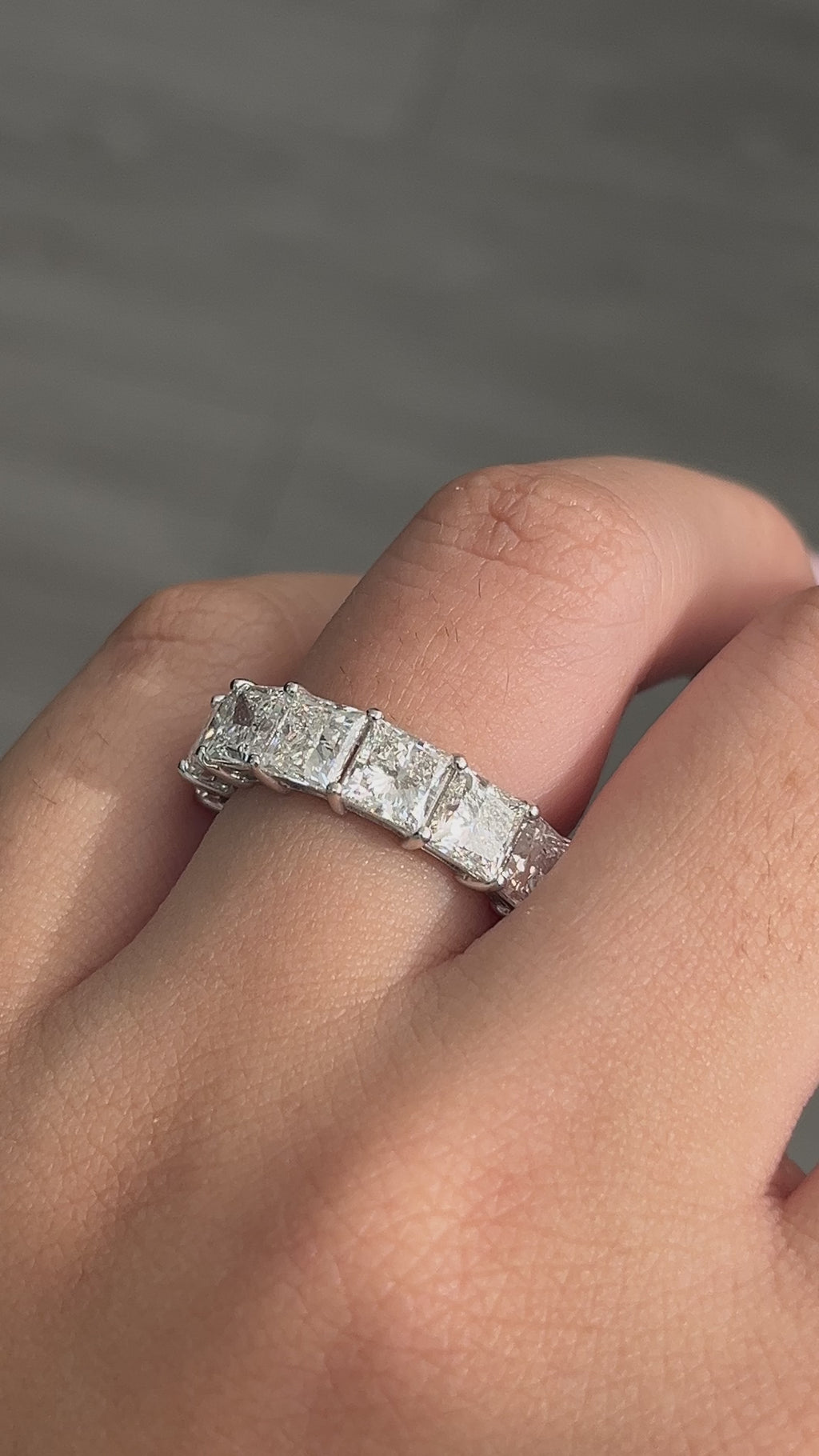 11.34 Carat Princess Cut Eternity Diamond Lab Ring 14K WG