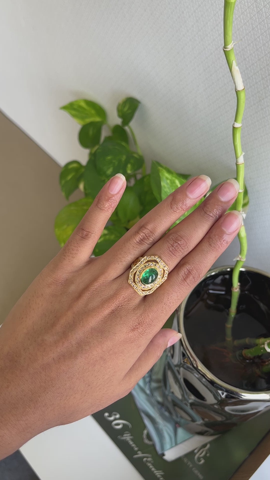2.70 Carat Emerald and Diamond Ring in 18K Gold
