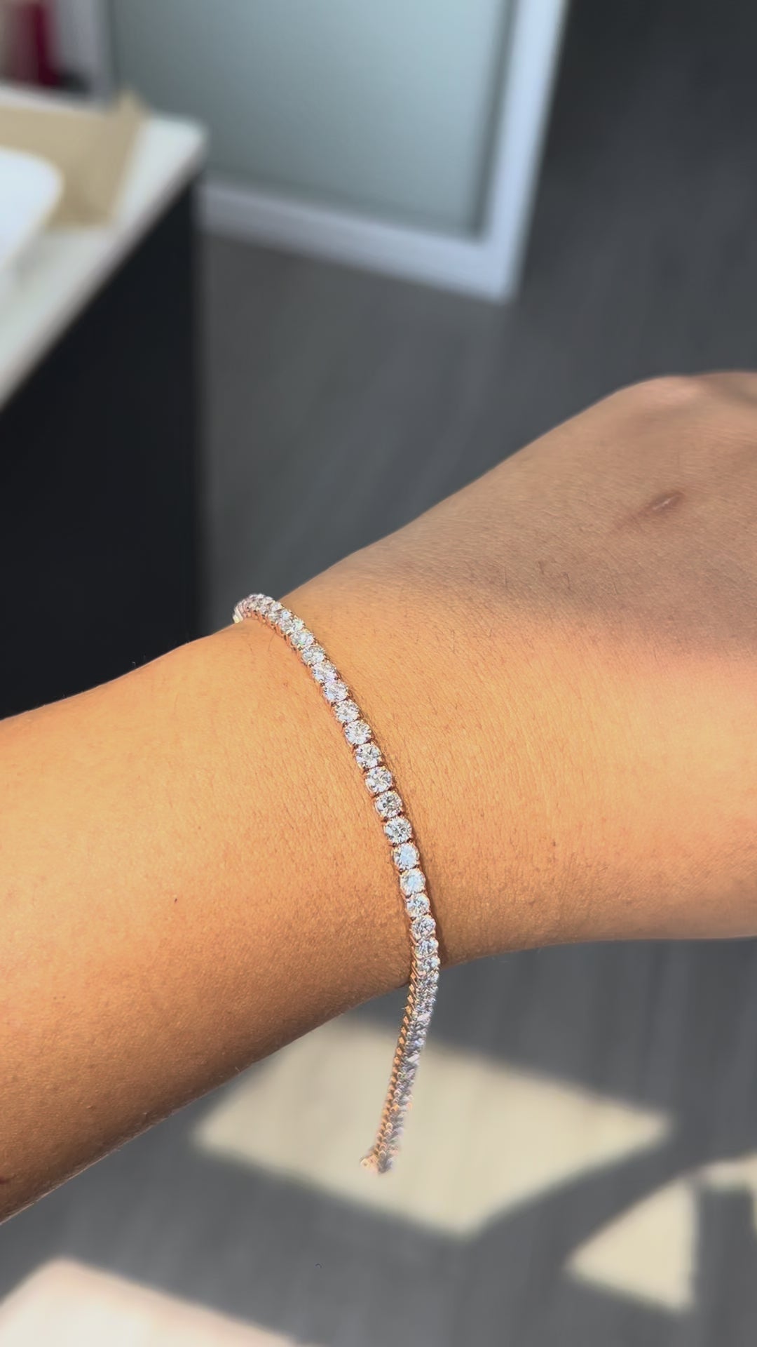 6.35 Carat Round Lab Diamond in 14K PG Bracelet
