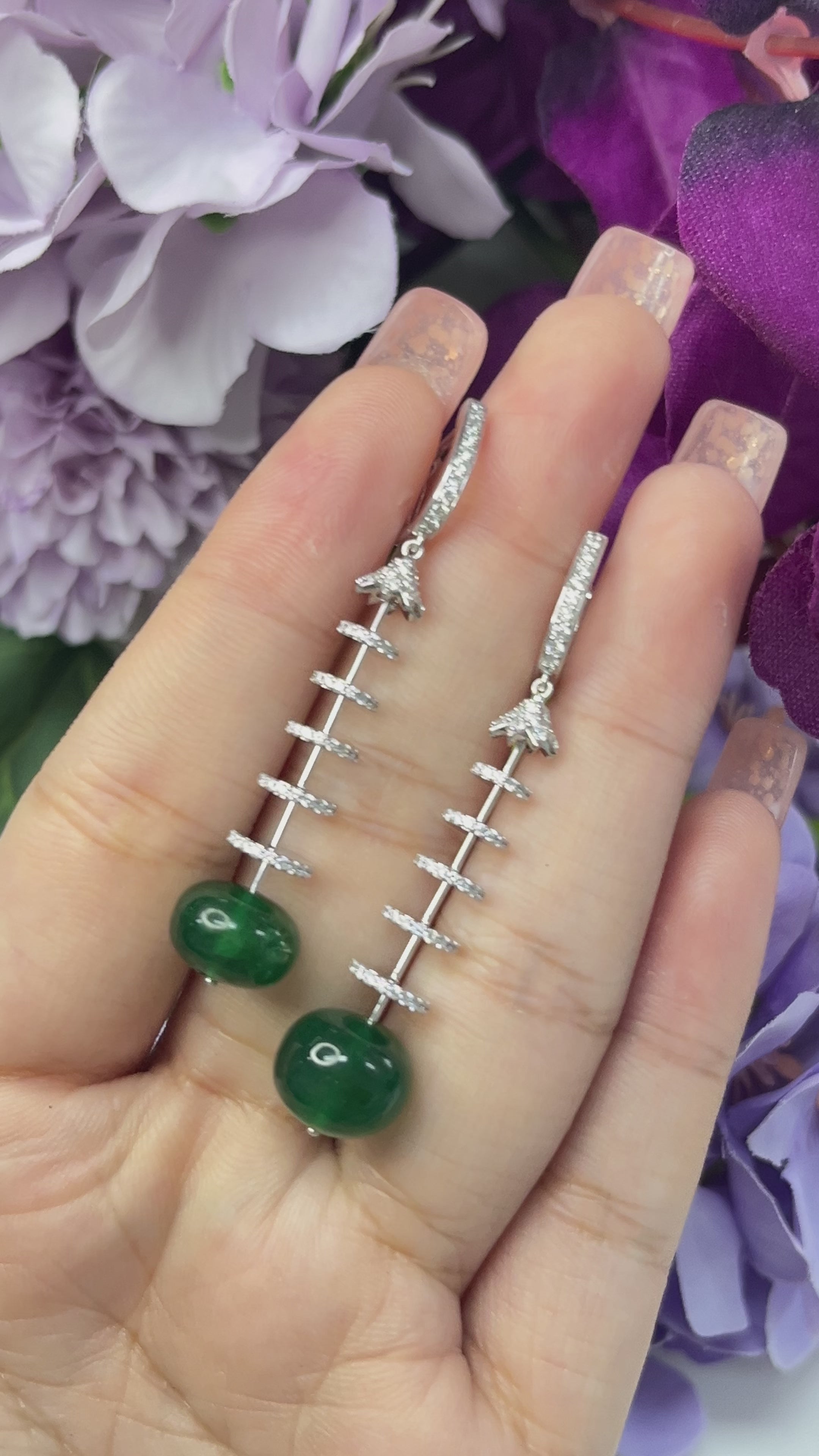 16.52 carat Natural Emerald 18K WG Earrings