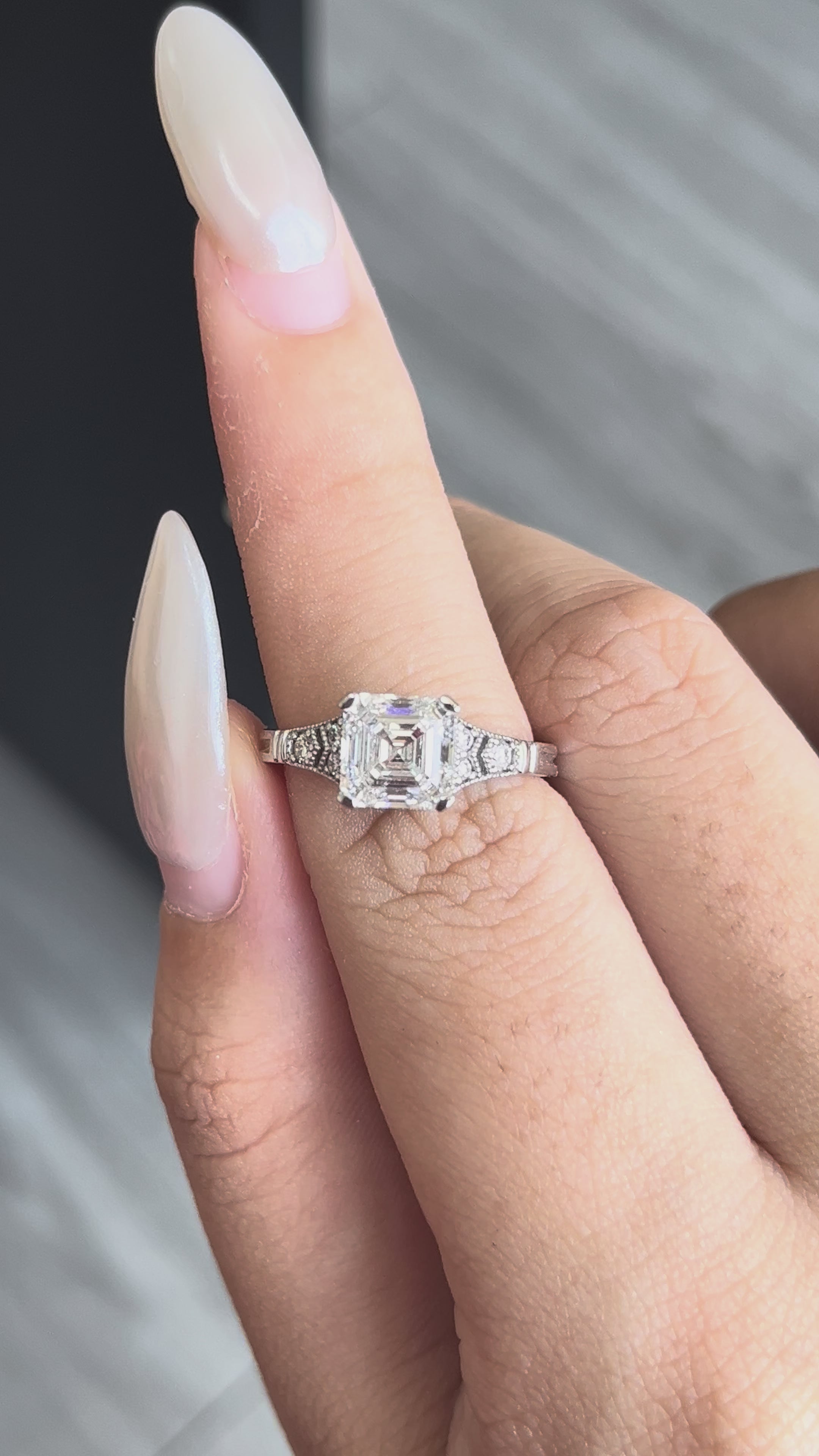 2.02 carat Asscher cut Lab Diamond 14K White Gold ring