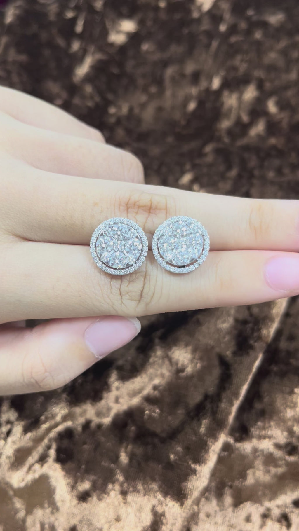 2.99 carat Round Shaped Lab Diamonds in 14K WG earrings