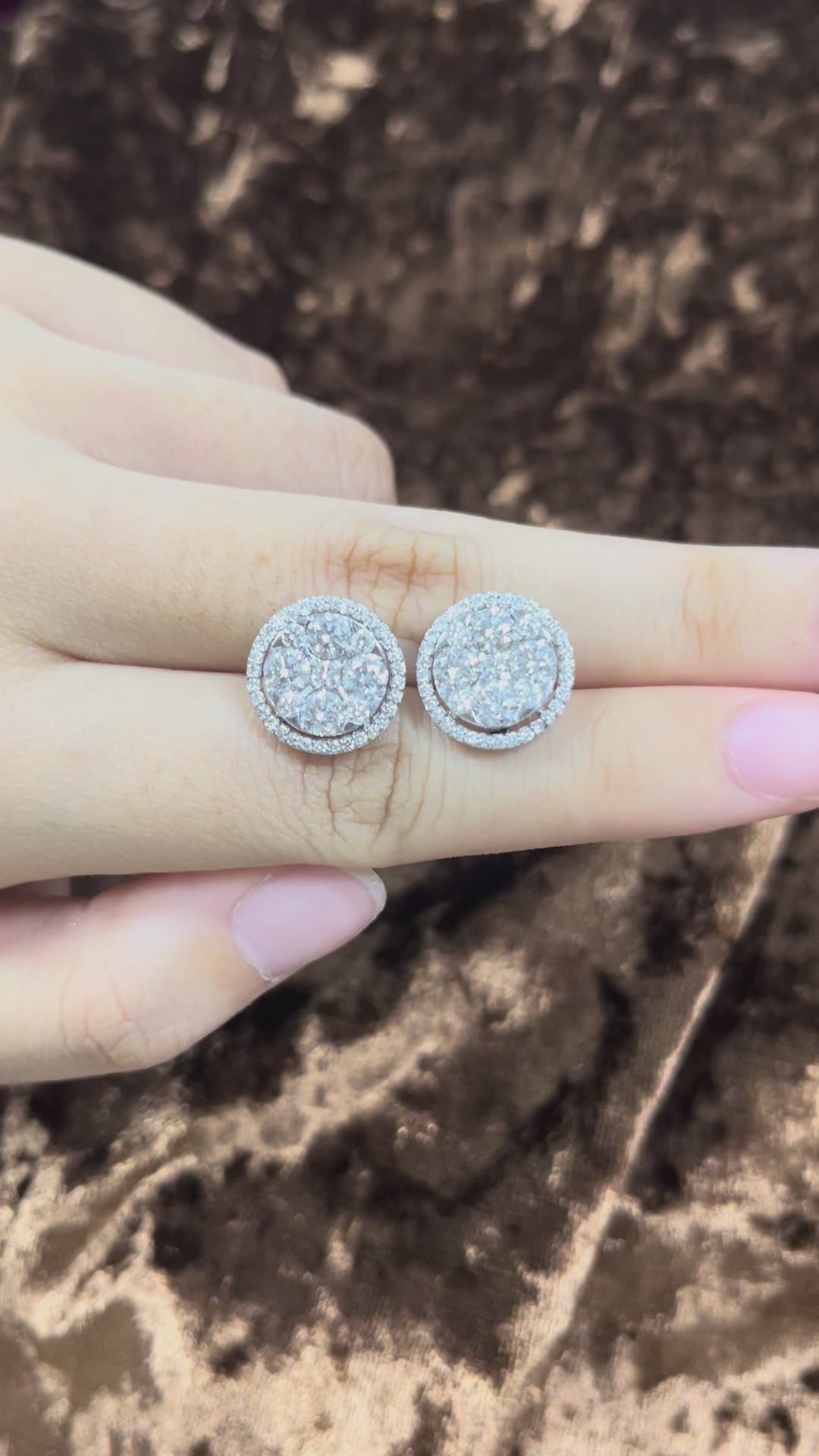 2.99 carat Round Shaped Lab Diamonds in 14K WG earrings
